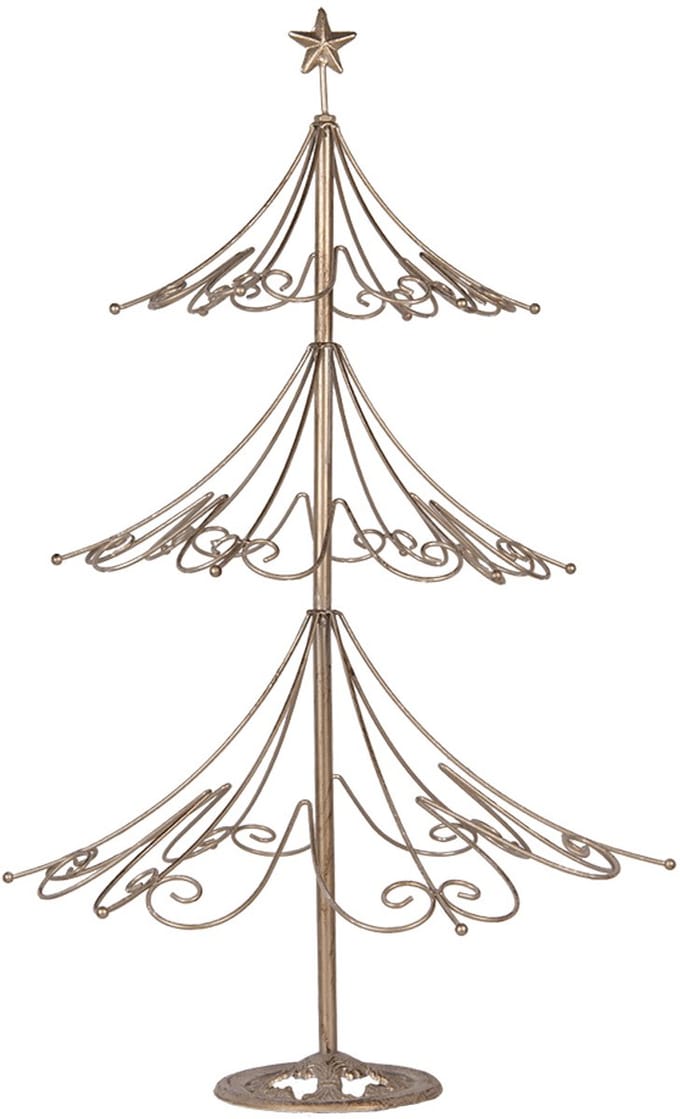 Clayre & Eef Kerstdecoratie Beeld Kerstboom Ø 46x75 cm Goudkleurig Metaal