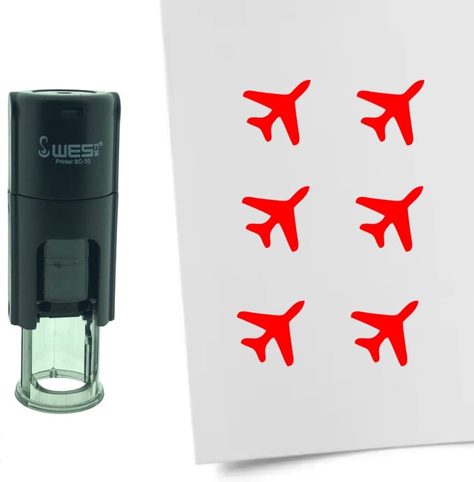 CombiCraft Stempel Vliegtuig 10mm rond - rode inkt
