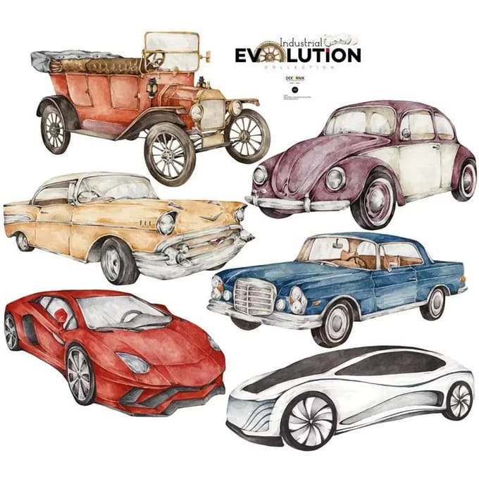 Stickers voor baby's Dekornik History Of Cars/Industrial Evolution