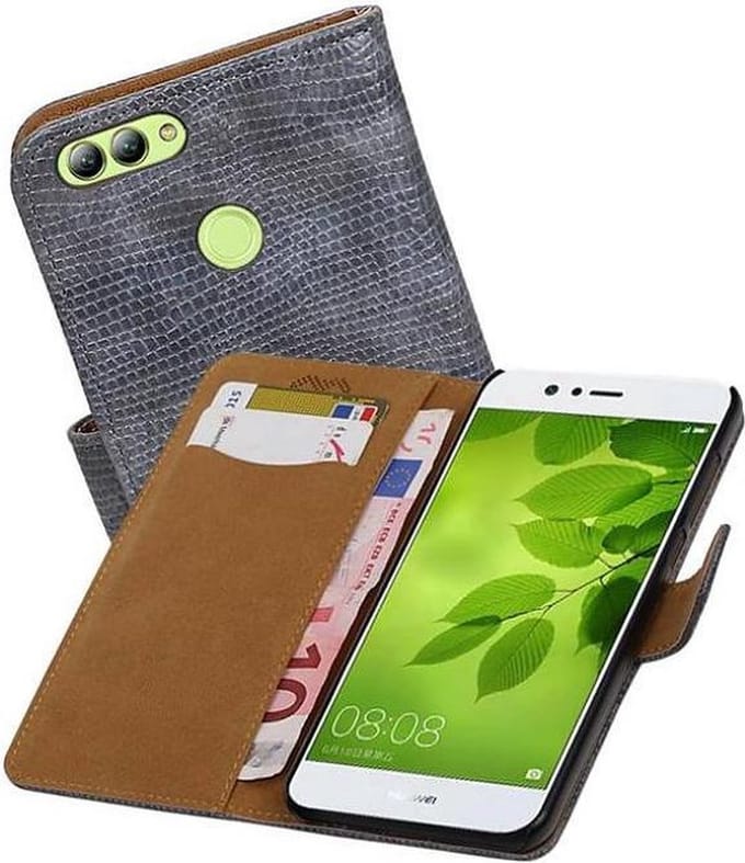 Hagedis Bookstyle Wallet Case Hoesjes Geschikt voor Huawei Nova 2 Grijs