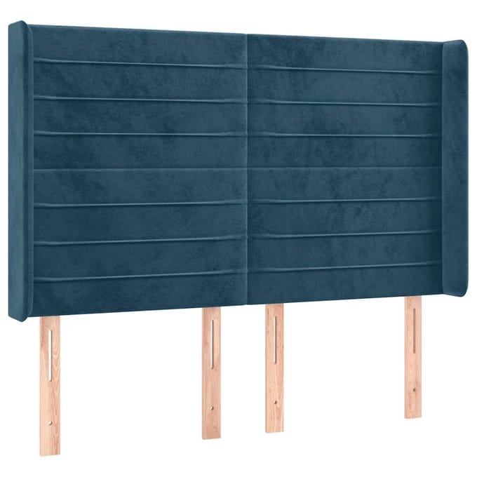 vidaXL - Hoofdbord - LED - 147x16x118/128 - cm - fluweel - donkerblauw