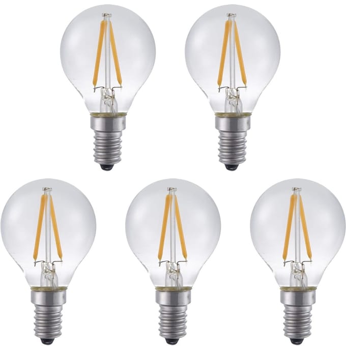 SPL E14 LED Lamp 2W Dimbaar - CRI 93 - Extra Warm Wit - 2500K - LED Filament Globe G45 - Vervangt 15W - 5 Stuks