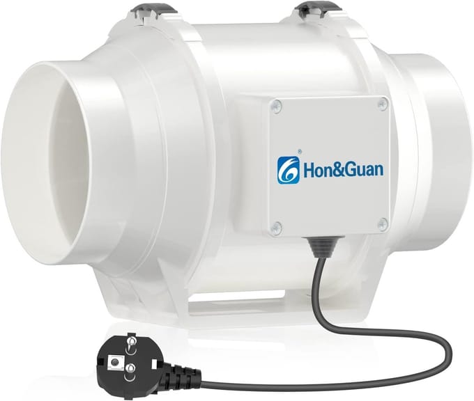 Inline Buisventilator - Kanaal Ventilator - Luchtcirculatie Verbeteren - Stille Werking - 125 mm - Wit