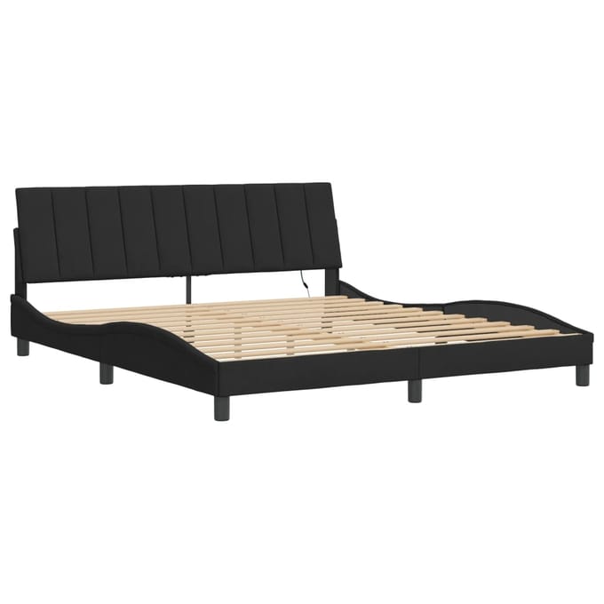 vidaXL - Bedframe - met - LED - zonder - matras - "Hanko" - - fluweel - zwart - 180x200 - cm