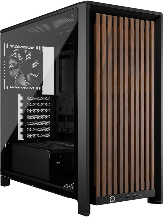 Corsair FRAME 4000D Wood RS (Black & Walnut) - Case - Miditower - Zwart