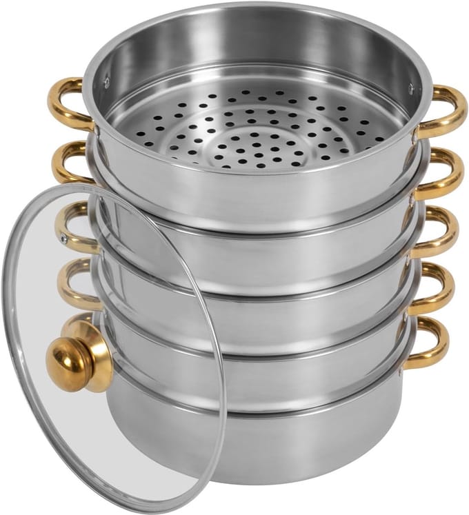 Stoompan RVS - Meerdere Lagen - Gezond Koken - Grote Capaciteit - 30 cm - Zilver