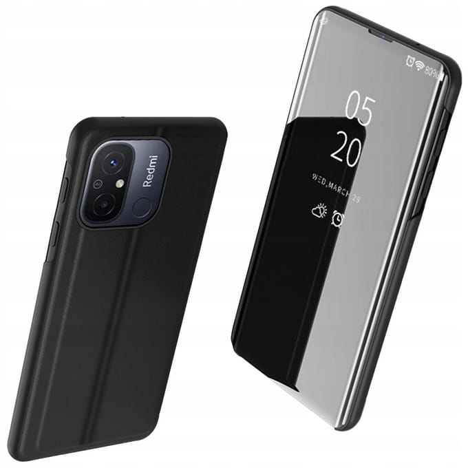 Hurtel Clear View Case cover for Xiaomi Redmi 11A / Poco C55 / Redmi 12C Flip Case Black