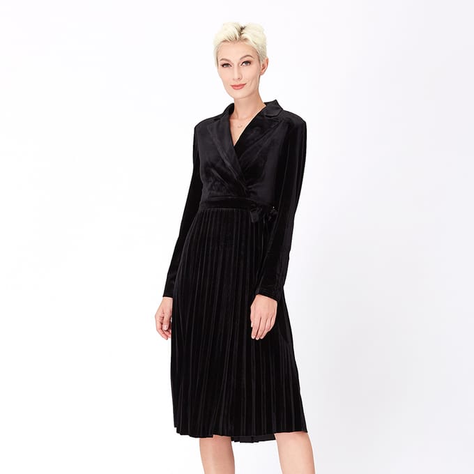 Velvet wrap effect -jurk