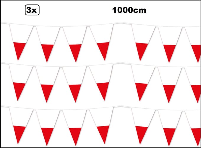 3x Vlaggenlijn Polen 1000cm - Landen Pools