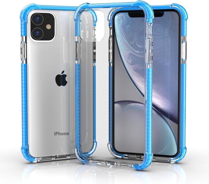 iPhone 11 / iPhone XR bumper case TPU + acryl - Transparant blauw
