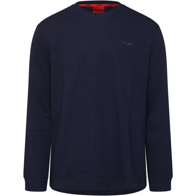 Hugo Heren Austin Gestructureerde Pyjama Top (Marine)