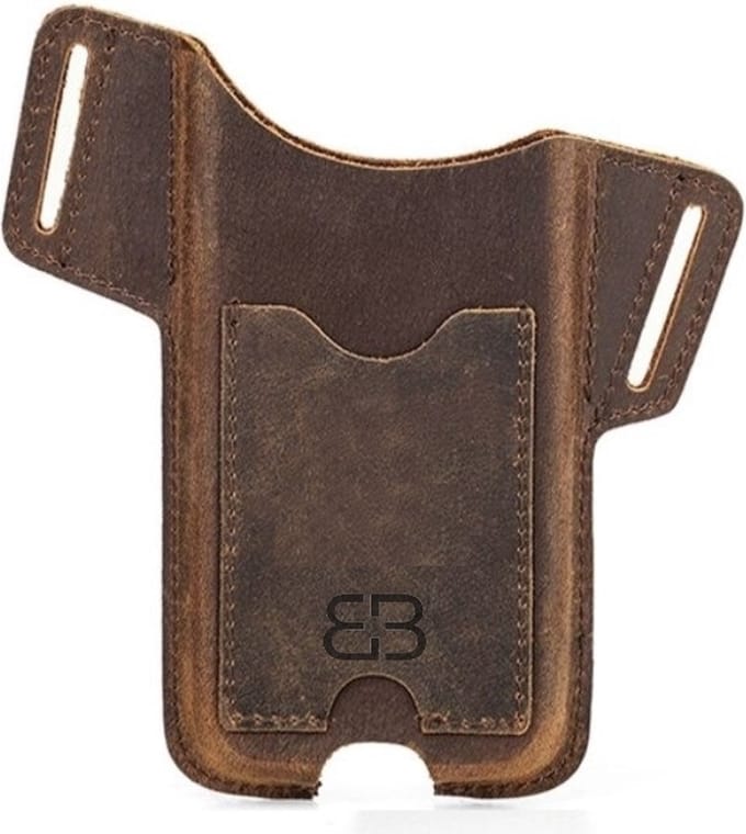 BUGOLINI SILAS – Draagbare Telefoonhouder Voor Mannen – Echt Leer - Smartphone tot 6.1 inch - Koffie