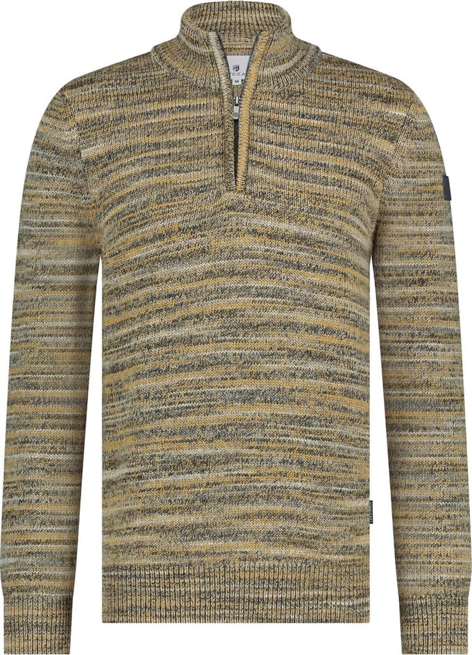 State Of Art Half Zip Trui Melange Geel - Maat L - Heren - Pullovers