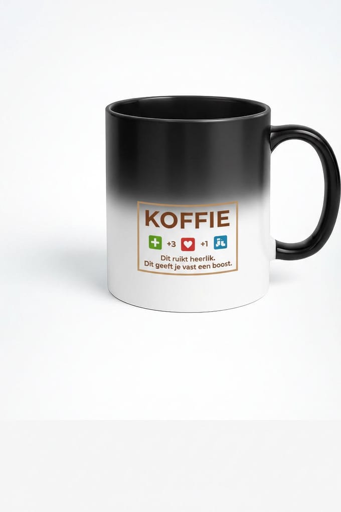 Koffie Boost Magische Mok - Zwart Warmtegevoelige Magic Mug