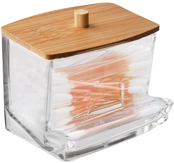 Orion WHITNEY - Cosmetische Staafjeshouder - Acryl - Bamboe Deksel