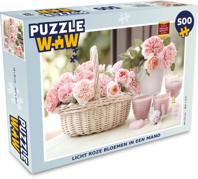 Puzzel Rozen - Pastel - Mandje - Legpuzzel - Puzzel 500 stukjes