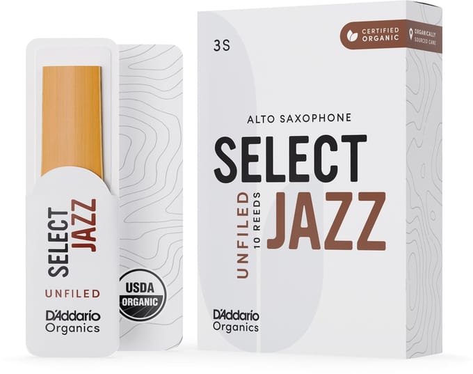 D'Addario Woodwinds ORRS10ASX3M Organic Select Jazz Altsaxofoonriet, 3 Medium,10-pack, Unfiled