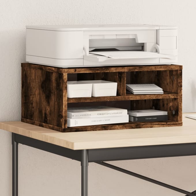 vidaXL - Printerkastje - 49x40x22,5 - cm - bewerkt - hout - gerookt - eikenkleurig