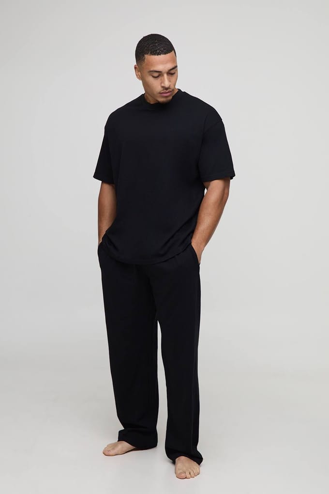 MAN Loungewear Oversized T-Shirt And Relaxed Jogger Set | Black | Size Medium