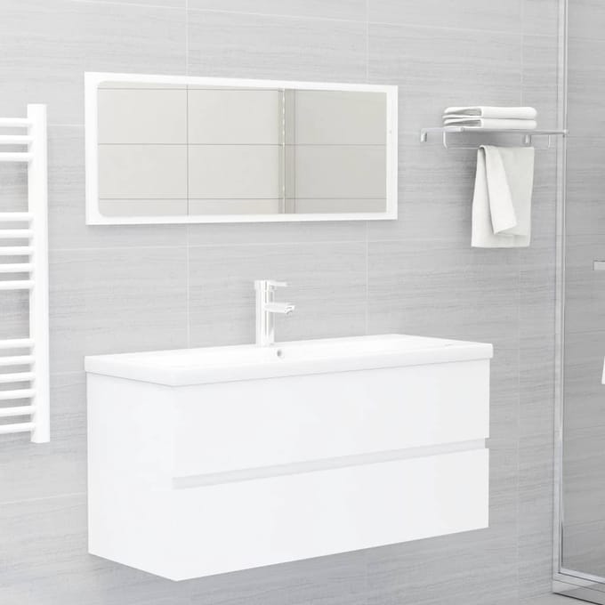 vidaXL - Wastafelkast - met - ingebouwde - wastafel - spaanplaat - wit