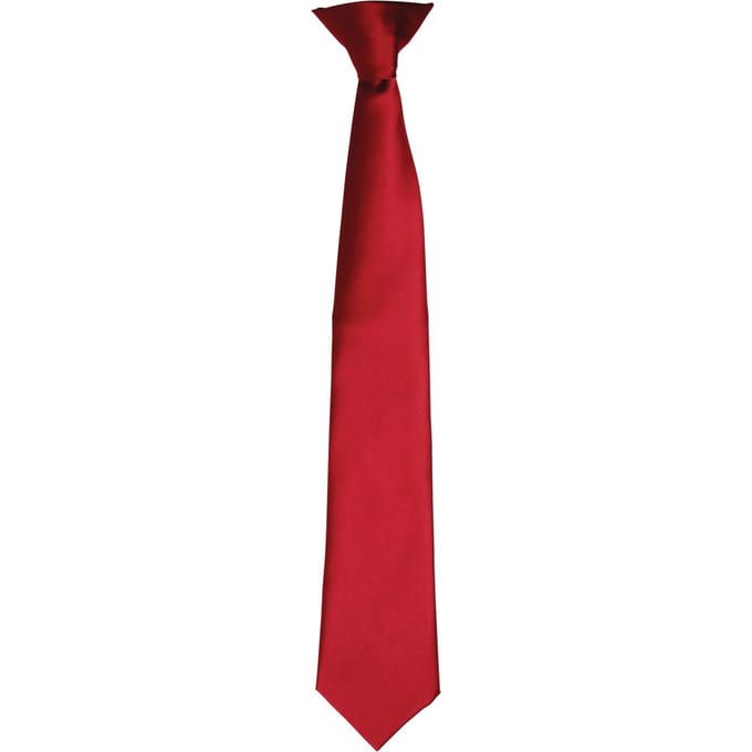 Premier Kleuren Heren Satin Clip Tie (Bourgondië)