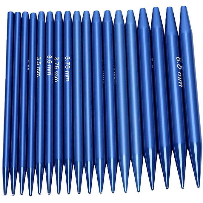 Jeu de 9 Paires d'Aiguilles Circulaires Interchangeables en Aluminium Bleu 3,0 mm 6,0 mm avec Câbles Flexibles blue