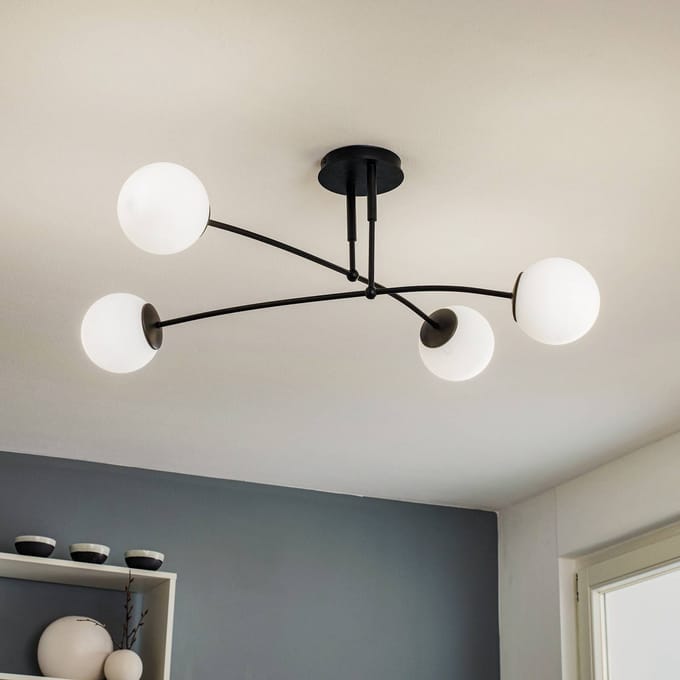 EMIBIG LIGHTING Pregos 4 plafondlamp in zwart, 4-lamps