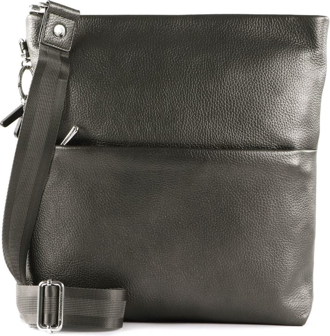 MANDARINA DUCK Leren Schoudertas Mellow Leather Crossover Bag Graphite Donkergrijs