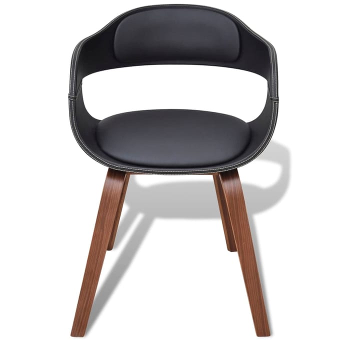 vidaXL - Eetkamerstoelen - 6 - st - gebogen - hout - en - kunstleer - zwart