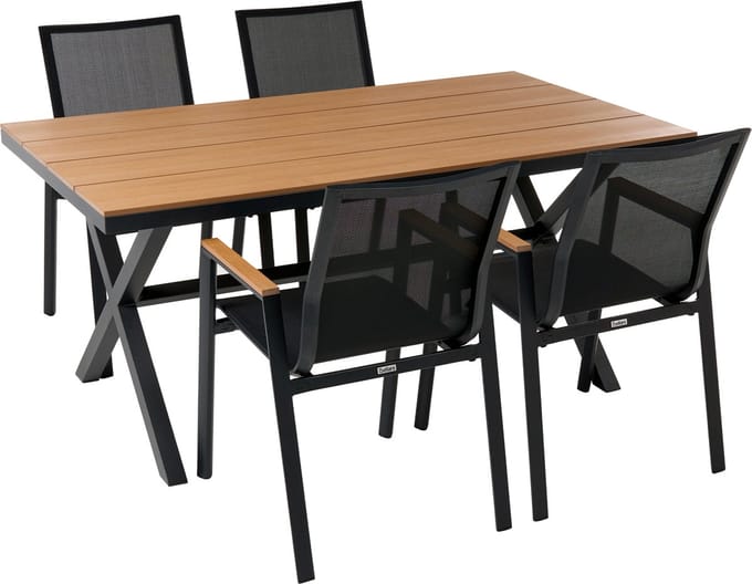TIANO - Tuinset 4-zits - Zwart - Aluminium