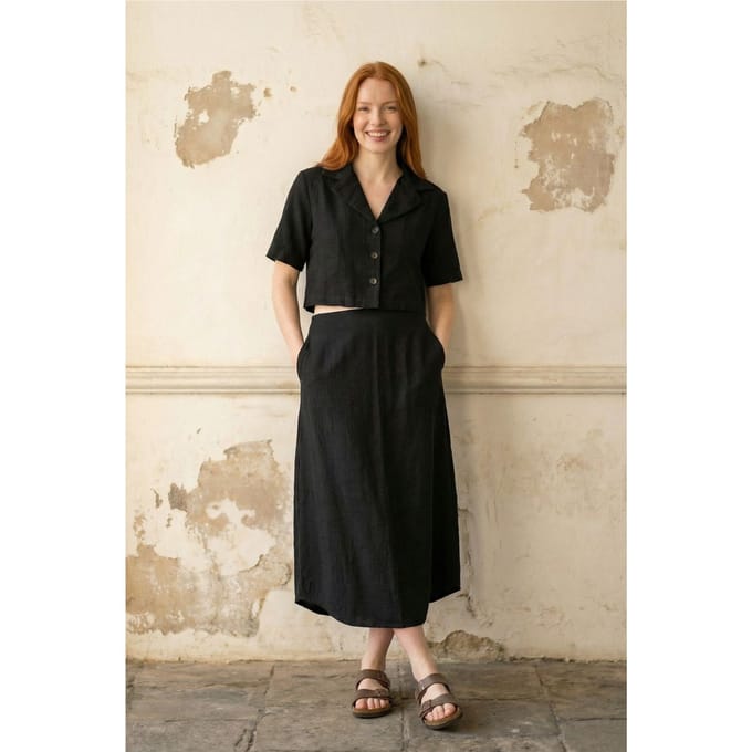 Crop Shirt & Midi Rok Co-Ord Set
