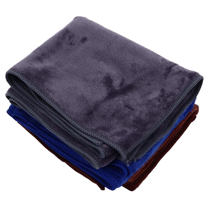 3 Stuks Multifunctionele Microvezel Auto Handdoeken Super Absorberend Auto Wassen Drogen Handdoeken Dubbelzijdig blue
