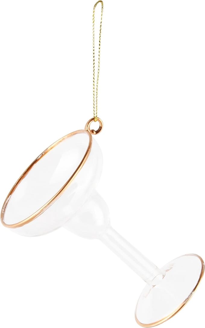 Dekoratief | Hanger champagneglas, goud/transparant, glas, 7x6x9cm | A245575