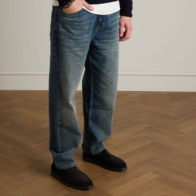 Manfield - Heren - Zwarte suède loafers - Maat 42
