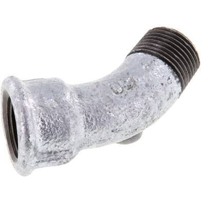 L-Koppeling 45° R3/8" Buitendraad X Rp3/8" Binnendraad Gietijzer 25bar [2 Stuks]