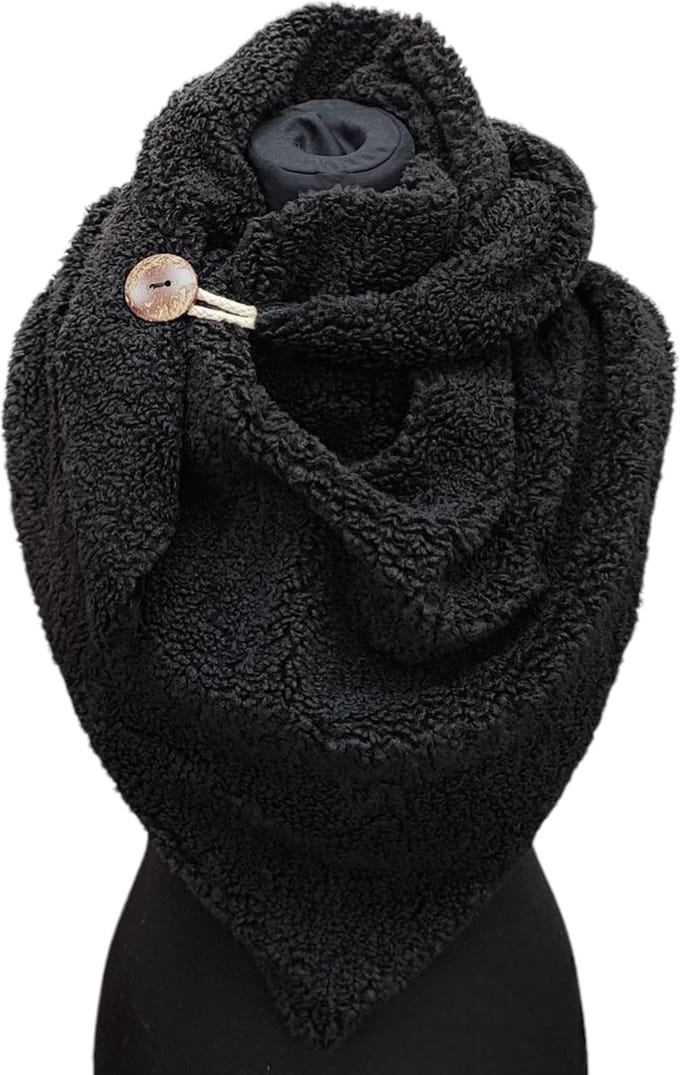 Driehoekige Sjaal - Teddy - Dikke Kwaliteit - Zwart - 160 x 80 cm (2322)