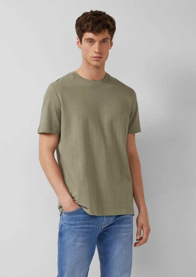 s.Oliver - male - T-shirt met structuur van puur katoen