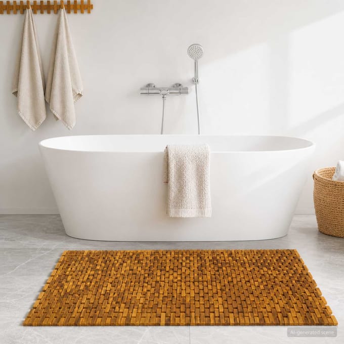 vidaXL - Badmatten - Naturel - 105 - x - 160 - cm - Massief - Acacia - Hout