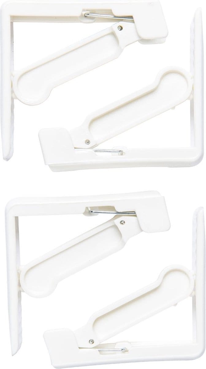 Wicotex Tafelkleed klem - 8x - wit - kunststof - 14 x 9 cm