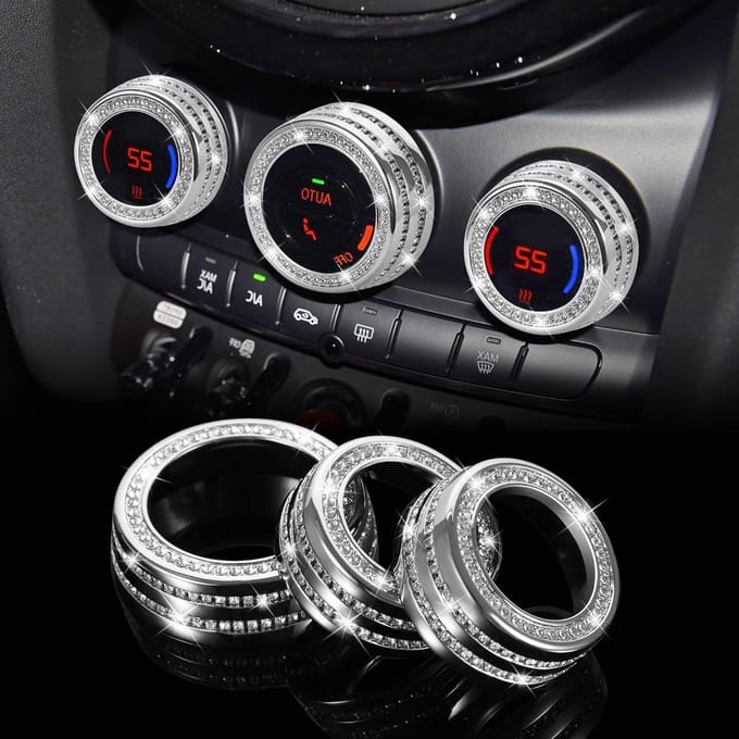 Afdekking Airco Knop - Bekleding Middenconsole - Auto Interieur - Kristal Strass - 1 Set - Zilver