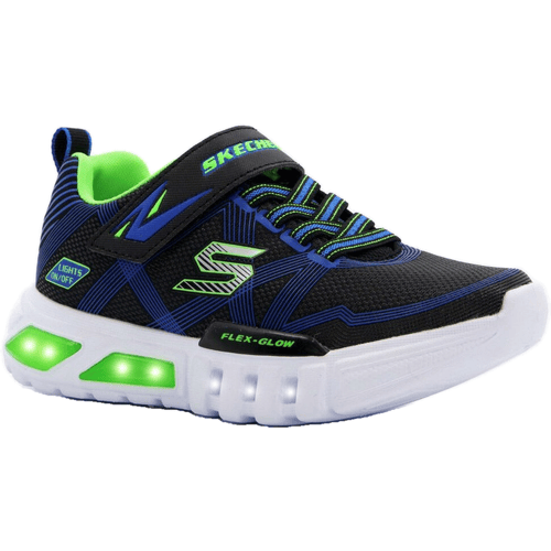 Skechers Flex-Glow Jongens Sneakers - Black/Blue/Lime