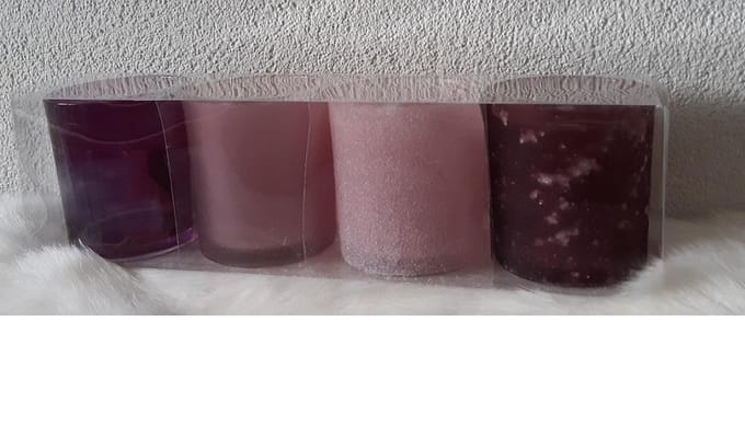 Tealight S/4 Purple-Pink H9 D8x33cm