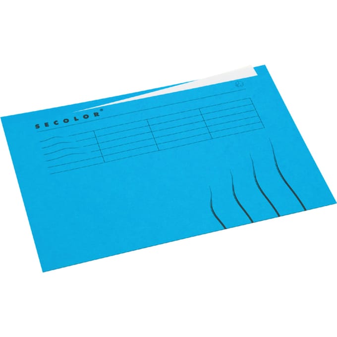 Vouwmap Secolor met tabrand A4 100% gerecycled karton 250gr Blauw