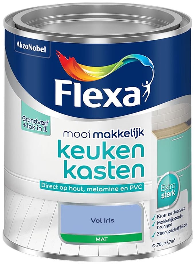 Flexa - Mooi Makkelijk Keukenkasten Mat - Vol Iris - Mengverf - 750 Ml