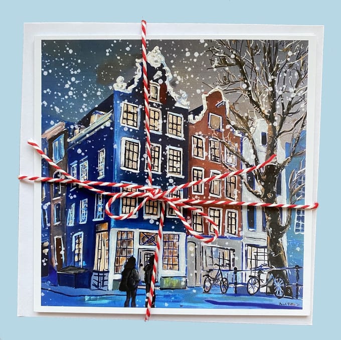 Kerstkaarten Amsterdam - (Mix 1) - 5 verschillende kaarten - inclusief enveloppen