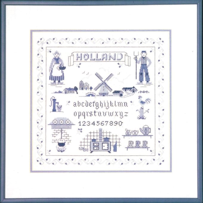 borduurpakket 39-1405 delftsblauw, merklap, holland