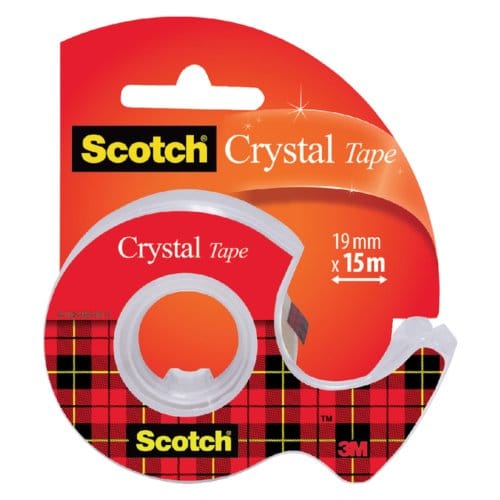 Plakband scotch crystal 600 19mmx15m transparant + Handdispenser