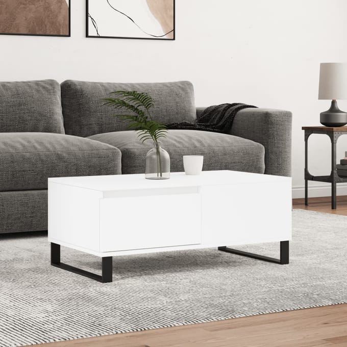 vidaXL - Salontafel - 90x50x36,5 - cm - bewerkt - hout - wit