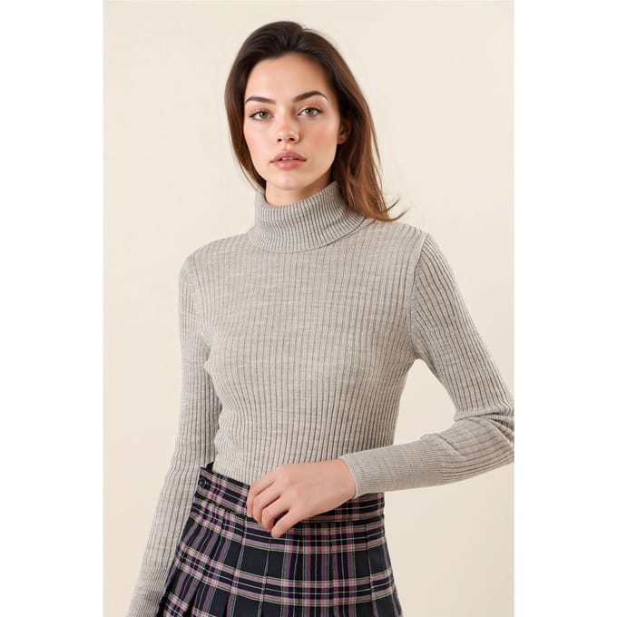 Gestructureerde Turtleneck Aansluitende Trui