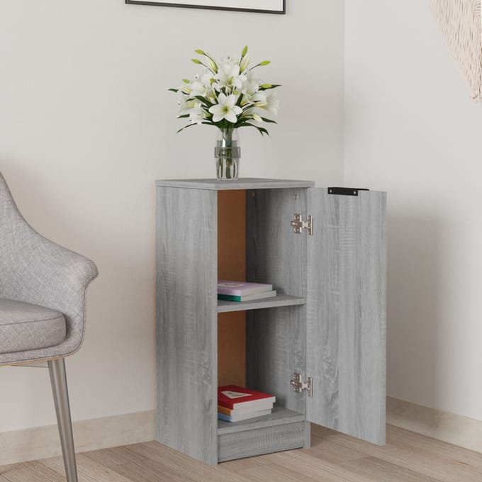 vidaXL - Dressoir - 30x30x70 - cm - bewerkt - hout - grijs - sonoma - eikenkleurig